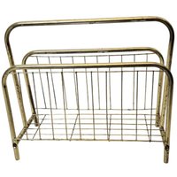 Vintage Mid Century Modern Hollywood Regency Metall Zeitungsständer in Gold Vintage Mid Century Modern Hollywood Regency Metall Zeitungsständer in Gold von FunAntic