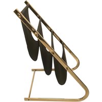 Vintage Mid Century Modern Hollywood Regency Metall Zeitungsständer in Gold von FunAntic