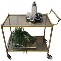 Vintage Mid Century Modern Messing Und Rauchglas Barwagen Auf Rollen Vintage Mid Century Modern Messing Und Rauchglas Barwagen Auf Rollen von FunAntic