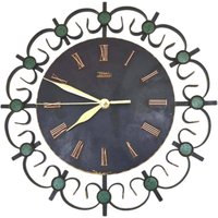 Deutsche Mid Century Wanduhr Aus Metall Mit Neuem Uhrwerk von FunAntic
