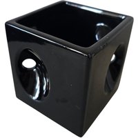 Vintage Postmoderner Skulpturaler Black Cube Keramik Glasierter Blumentopf Mit Seitlichen Löchern von FunAntic