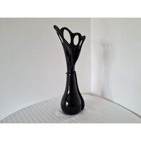Vintage Schöne Boho Schwarze Glasvase von FunAntic