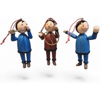 Vintage 3Er Set Holz Christbaum Spielzeug Musiker Bemalter Old World Weihnachtsbaum Urlaub Dekor von FunAntic