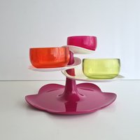 Vintage-Set Von 3 Schalen Auf Einem Halter Zak Designs Aperitif-Tablett Mit Snackschalen Und Tellern von FunAntic