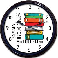 Bücheruhr - So Viele Bücher, So Wenig Zeit, Bibliothek Dekor, Klassenzimmer Geschenk Für Buchliebhaber, Lehrer Geschenk, Analoge Uhr, Leseraum von FunAroundTheClockCo