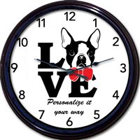 Personalisierte Boston Terrier Uhr Hundeliebhaber Wohndekor von FunAroundTheClockCo