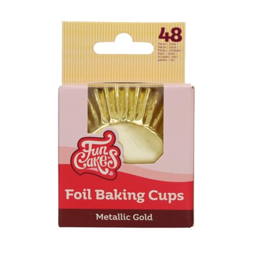 FunCakes Baking Cups Metallic Gold 48 Stück Muffin und Cupcake Förmchen Papier, Folie Backförmchen Aluminiumfolie, Perfekt für Cupcakes und Muffins - Pk/48 von FunCakes