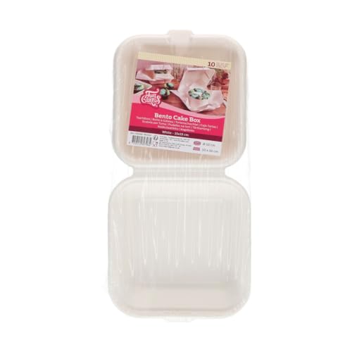 FunCakes Bento Cake Box Weiß, 15x15 cm - Kuchenbehälter mit Klappdeckel, Kuchenbox - 10 Stück von FunCakes