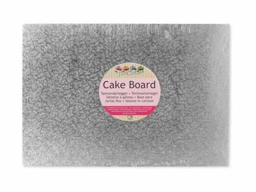 FunCakes Cake Card Rechteckig 35cmx25cmx4mm, Silber, Grau, 35 x 25cm von FunCakes