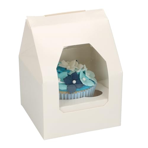 FunCakes Cupcake Schachtel 1 Weiß: Geeignet für 1 Cupcake, Karton, Geschenkbox Cupcakes und Muffins, 25 Boxen und 25 Einsätze. von FunCakes