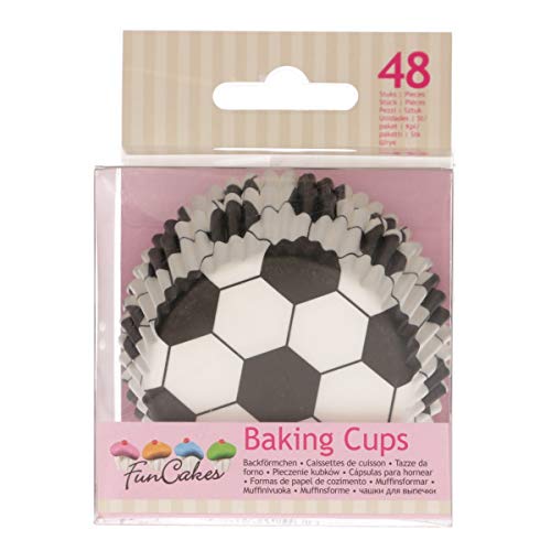 FunCakes FC4021 hochwertige Muffinförmchen/Backförmchen-Fußball-mit fettdichter Beschichtung-perfekt für Cupcakes, Muffins oder Brownies-48 Stück, Papier von FunCakes