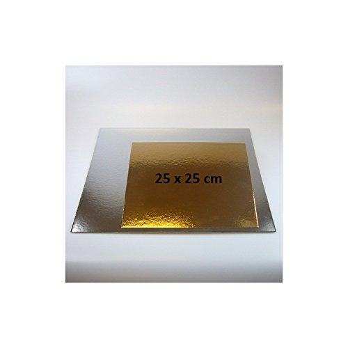 FunCakes KA802-0025 Cake Boards Silver Gold quadratisch 25cm 3er Pack, Karton von FunCakes