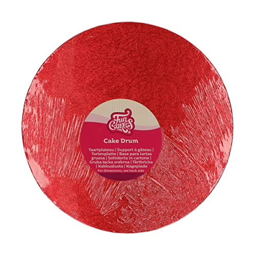 FunCakes Tortenplatte Rund Ø25 cm - Rot: Runde Tortenplatte, Boden zum Präsentieren von Torten, hochwertige Qualität, luxuriöse Optik, 1 Stück. von FunCakes