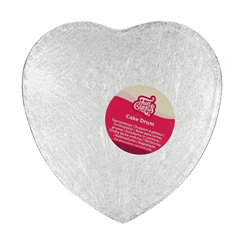 FunCakes Tortenplatte Herz 27,5 cm - Silber: Herzförmige Tortenplatte, Verwendung für Hochzeits- oder Etagentorte, hochwertige Qualität, luxuriöse Optik, 1 Stück. von FunCakes