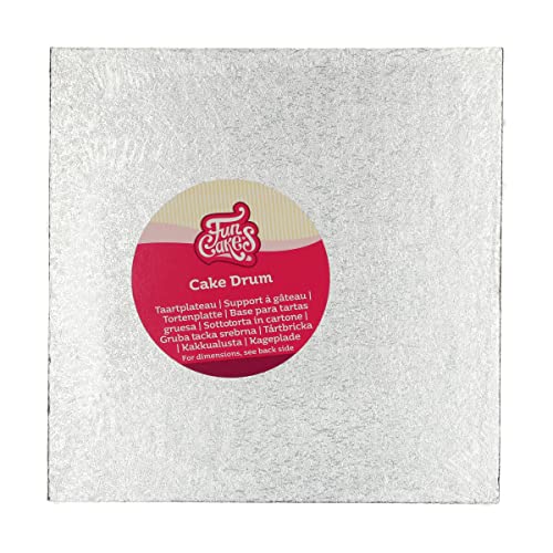 FunCakes Tortenplatte Quadrat 22,5 cm - Silber: Quadratische Tortenplatte, Boden zum Präsentieren von Torten, hochwertige Qualität, luxuriöse Optik, 1 Stück. von FunCakes