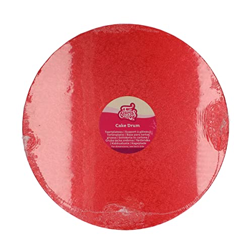 FunCakes Tortenplatte rund Ø35,5 cm - Rot: Runde Tortenplatte, Basis für die Präsentation von Torten, Hohe Qualität, Luxuriöses Aussehen, 1 Stück. von FunCakes