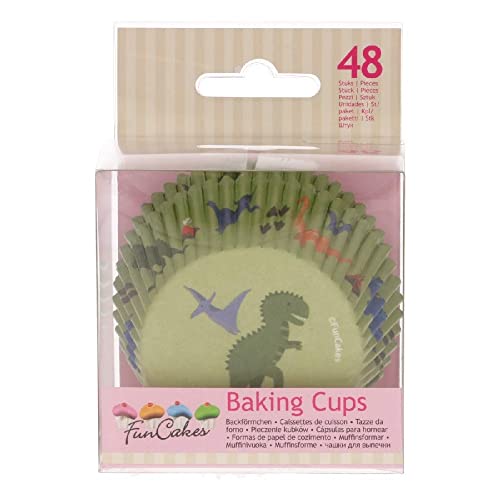 FunCakes FC4015 hochwertige Muffinförmchen/Backförmchen-Dinos-mit fettdichter Beschichtung-perfekt für Cupcakes, Muffins oder Brownies-48 Stück, Papier von FunCakes