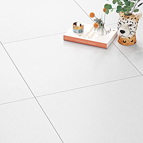 FunStick 15 Stück 30X30CM Selbstklebende Fliesen Boden Bad Fliesenaufkleber Wasserfest Für Boden Küche Klebefliesen Boden PVC Bodenbelag Fliesenoptik Weiß Klebe Vinylboden Selbstklebend Weiss Fliesen von FunStick