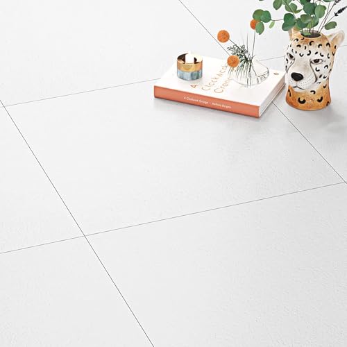 FunStick 30 Stück PVC Bodenbelag Selbstklebend Weiß 30X30CM Wasserfest Badezimmer Fliesenaufkleber Bad Boden Weiße Klebefliesen Küche Klebe Vinylboden Selbstklebend Weiss Selbstklebende Vinyl Fliesen von FunStick
