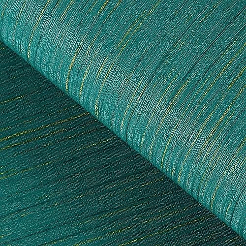 FunStick 40CM x 6M Tapete Selbstklebend Leinen Textur Selbstklebende Tapete Grün Gold Tapeten Wohnzimmer Modern Hell Abwaschbare Mustertapete Schlafzimmer Petrol Klebefolie Möbel Stoff Möbelfolie von FunStick