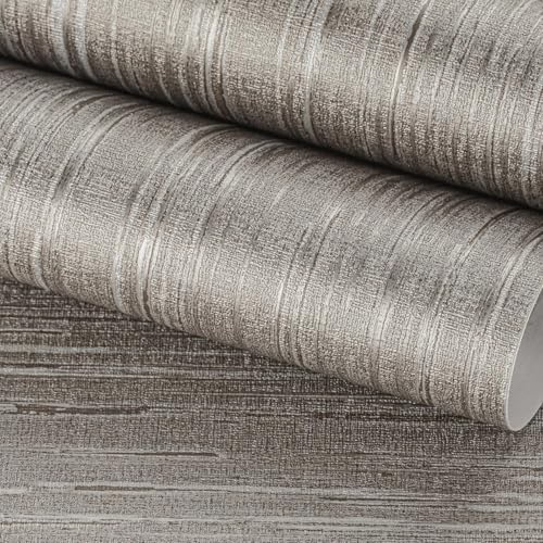 FunStick 40CMX6M Selbstklebende Tapete Küche Wand Braun Klebe Tapete Selbstklebend Wohnzimmer Abwaschbar Klebefolie Muster Möbel Leinenoptik Selbstklebende Folie für Tisch Braun Küchenschrank Folie von FunStick