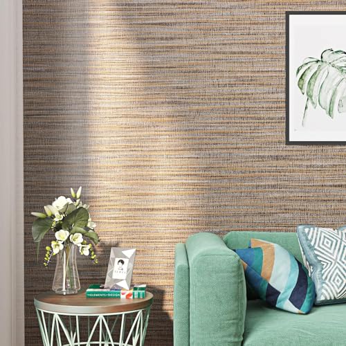 FunStick 40CMx6M Braune Tapete Selbstklebend Tapeten Wohnzimmer Schlafzimmer Modern Schlicht Wand Folien Strukturtapete Leinenoptik Möbelfolie Vintage Braun Klebefolie Möbel Muster Folie Textiloptik von FunStick