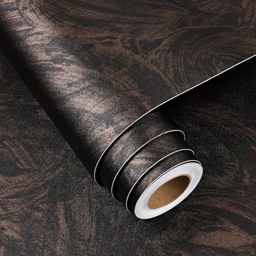 FunStick 40CM×6M Klebefolie Möbel Betonoptik Folie für Möbel Küchenschrank Tischfolie Schwarz Gold Beton Möbelfolie Arbeitsplatte Schwarz Braun Wasserdicht Küchentapete Selbstklebend Beton Folie Wand von FunStick