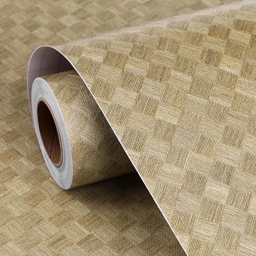 FunStick 60CM×5M Braune Tapete Selbstklebend Wand Wohnzimmer Möbelfolie Schrank Tisch Braun Muster Tapete Leinenoptik Braun Folie für Möbel Küche Struktur Klebefolie Möbel Wohnzimmer Vintage Braun von FunStick