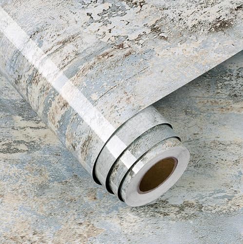 FunStick 60CMx5M Tapete Selbstklebend Holzoptik Klebefolie Möbel Arbeitsplatte Tisch Klebefolie Holzoptik Tapete Wohnzimmer Holz Graublau Holzfolie Selbstklebend für Küche Schrankfolie Holzoptik Grau von FunStick