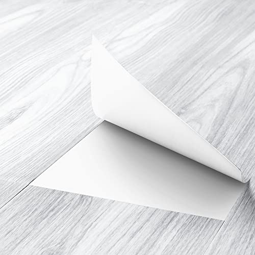 FunStick 90 x 15CM PVC Selbstklebend Bodenbelag Vinylboden Grau Holzoptik Bodenfliesen Selbstklebend Fußboden Renovierung Upcycling Dünn Fliesen für Küche Wohnzimmer Wasserdicht Verschleißfest 5 pcs von FunStick