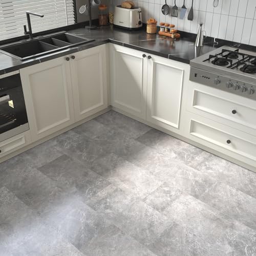 FunStick Fliesenaufkleber Dunkel 30X60CM 5 Stück PVC Bodenbelag Selbstklebend Dunkelgrau Klebefliesen Bad Fussboden Vinylboden Selbstklebend Fliesenoptik PVC Fliesen Auf Fliesen Für Boden Rutschfest von FunStick