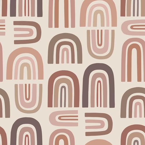 FunStick Geometrisch Beige Tapete Selbstklebend Rosa Wandtapete Selbstklebend Küche Klebefolie für Möbel Beige Muster Kommode Schlafzimmer Rosa Möbelfolie Selbstklebende Geometrisch Folie 44.5CM×3M von FunStick