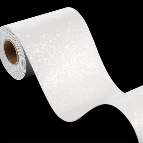FunStick Glitzerfolie Möbelfolie Selbstklebend Weiß Glitzer Klebefolie Weiß Möbel Bordüre Selbstklebend Badezimmer Wasserfest Tapetenbordüre Weiß Bastelpapier Wand Deko Wohnzimmer Aufkleber 10CM×5M FunStick Glitzerfolie Möbelfolie Selbstklebend Weiß Glitzer Klebefolie Weiß Möbel Bordüre Selbstklebend Badezimmer Wasserfest Tapetenbordüre Weiß Bastelpapier Wand Deko Wohnzimmer Aufkleber 10CM×5M von FunStick