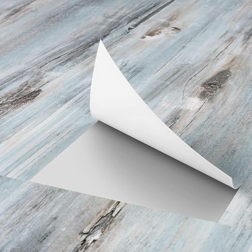 FunStick PVC Bodenbelag Holzoptik Hellblau 15 Stück 90 X 15CM Vinylboden Selbstklebend Fliesenaufkleber Küche Bad Badezimmer Boden Selbstklebende Vinyl Fliesen Wand Wandverkleidung Holz von FunStick
