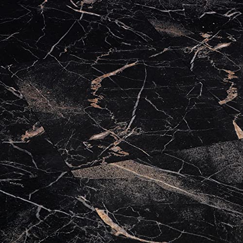 FunStick PVC Bodenbelag Schwarz Gold 30X30CM 5 Stück Fliesenaufkleber Boden Küche Badezimmer Boden Wasserfest Vinylboden Fliesenoptik Klebe Fliesen Selbstklebend Bad PVC Fliesen Garage Garagenboden von FunStick