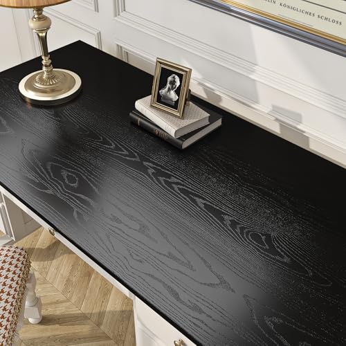FunStick Schwarze Klebefolie Holzoptik Selbstklebende Tapete Holzoptik Schwarz Küchenschrank Folie Selbstklebend Holz Möbelfolie Schwarz Tapete Wohnzimmer Holzfolie für Möbel Tisch Türen 30CM×5M von FunStick