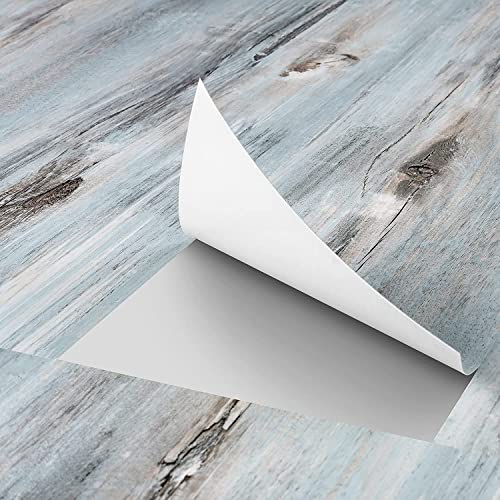 FunStick Selbstklebende PVC Bodenbelag Holzoptik Hell Blau 90 X 15CM Vinylboden Selbstklebend Fliesenaufkleber Küche Bad Badezimmer Boden Selbstklebende Vinyl Fliesen Wand Wandverkleidung Holz 5 Stück von FunStick