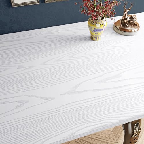 FunStick Selbstklebende Tapete Holzoptik Weiß Holzfolie Möbelfolie Weiß Holz Selbstklebende Folie für Möbel Arbeitsplatte Wohnzimmer Wandtapete Küche Klebefolie Weiss Holzoptik Türfolie 30CM×5M von FunStick