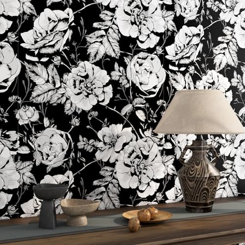FunStick Selbstklebende Tapete Schwarz Weiß Floral Blumentapete Dunkel Dekofolie Möbelfolie Selbstklebend Klebefolie Möbel Schwarz Weiß Muster Tapete Schlafzimmer Blumen Folie Schwarz Weiß 44.5CM×3M FunStick Selbstklebende Tapete Schwarz Weiß Floral Blumentapete Dunkel Dekofolie Möbelfolie Selbstklebend Klebefolie Möbel Schwarz Weiß Muster Tapete Schlafzimmer Blumen Folie Schwarz Weiß 44.5CM×3M von FunStick