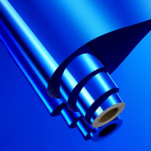 FunStick Spiegelfolie Selbstklebend Blau Klebefole Basteln Vinyl Folie Glänzend Plotterfolie 30CMx2M Klebespiegel Folie für Die Wand Kinder Wandspiegel Zuschneidbar Kinderzimmer Klebe Spiegel Kinder von FunStick
