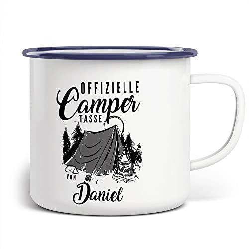 FunTasstic Emaille Tasse Camping Offizielle Campertasse mit Zelt im Wald - mit Wunschname | Becher | Travel Mug | Van Camper, Farbe:weissblau, Größe:300ml FunTasstic Emaille Tasse Camping Offizielle Campertasse mit Zelt im Wald - mit Wunschname | Becher | Travel Mug | Van Camper, Farbe:weissblau, Größe:300ml von FunTasstic