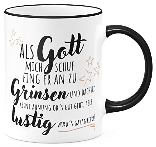 FunTasstic Tasse Als Gott mich schuf fing er an zu grinsen Kaffeebecher spülmaschinenfest für das Büro Tee, Kaffee Geschenkidee, Farbe:schwarz, Größe:Als Gott mich schuf FunTasstic Tasse Als Gott mich schuf fing er an zu grinsen Kaffeebecher spülmaschinenfest für das Büro Tee, Kaffee Geschenkidee, Farbe:schwarz, Größe:Als Gott mich schuf von FunTasstic