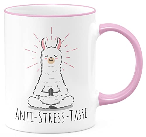 FunTasstic Tasse Anti Stress Tasse Llama Kaffeebecher beidseitig bedruckt spülmaschinenfest Tasse für das Büro Tee, Kaffee Geschenkidee, Farbe:rosa, Größe:Anti Stress Llama von FunTasstic