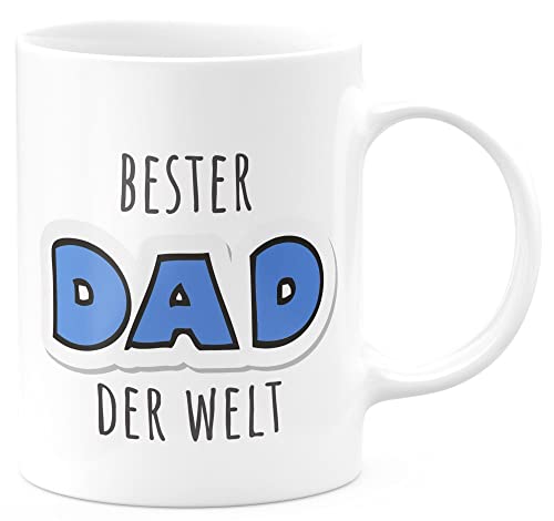 FunTasstic Tasse Bester Dad der Welt - für Vatertag Kaffeebecher beidseitig bedruckt Büro, Farbe:weiss, Größe:330 ml von FunTasstic