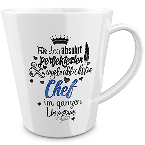 FunTasstic Tasse Für den absolut perfektesten Chef - konische Kaffeepott 300 ml von FunTasstic