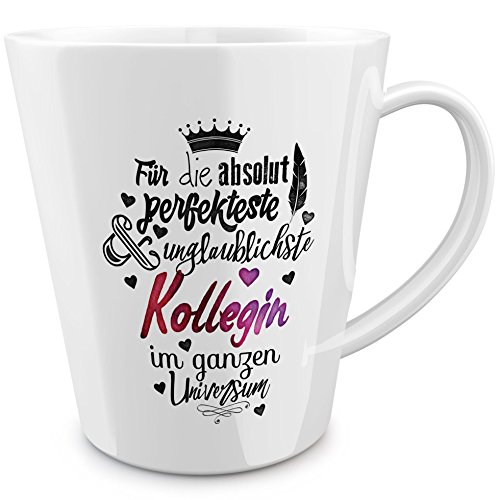 FunTasstic Tasse Für die absolut perfekteste Kollegin - konische Kaffeepott 300 ml von FunTasstic