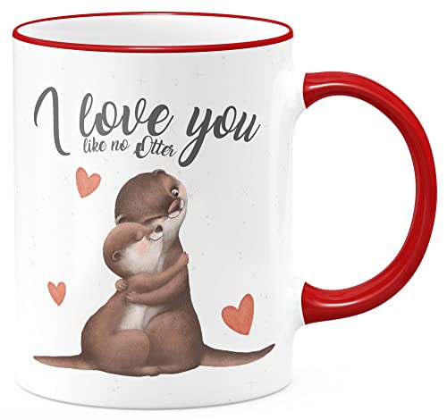 FunTasstic Tasse I love you like not Otter Kaffeebecher beidseitig bedruckt Büro, Farbe:rot, Größe:330 ml von FunTasstic