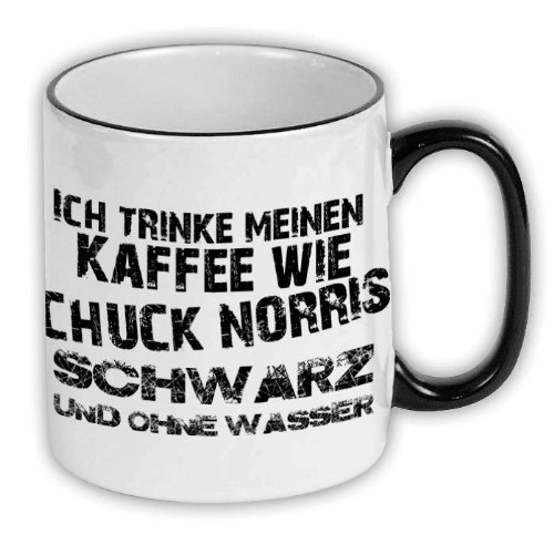 FunTasstic Tasse Ich trinke meinen Kaffee wie Chuck Norris - schwarz und ohne Wasser von FunTasstic