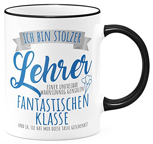 FunTasstic Tasse Stolzer Lehrer Kaffeebecher beidseitig bedruckt spülmaschinenfest Tasse für das Büro Tee, Kaffee Geschenkidee, Farbe:schwarz, Größe:Lehrer von FunTasstic