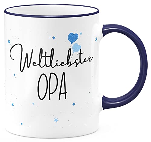 FunTasstic Tasse Weltliebster Opa Kaffeebecher beidseitig bedruckt spülmaschinenfest Tasse Büro Tee, Kaffee Geschenkidee, Farbe:kobalt, Größe:Weltliebster Opa von FunTasstic